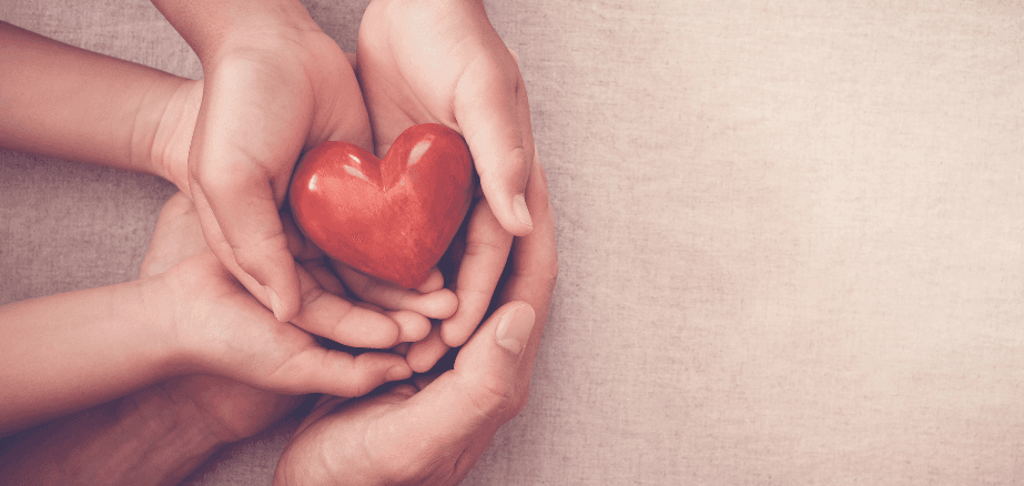 Heart in the hands of a family 